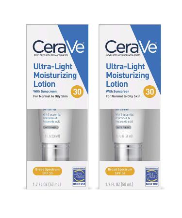 Face Moisturizer with SPF 30 | 1.7 Ounce | Light-Weight Face Lotion with Hyaluronic Acid | Fragrance Free (2 Pack)
