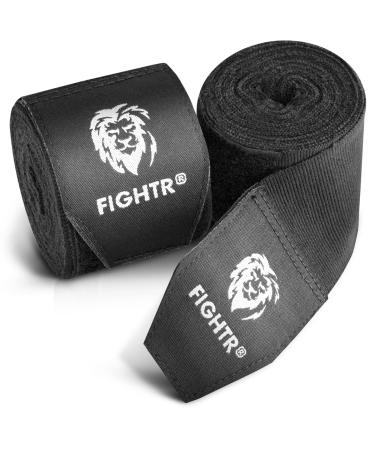 FIGHTR Premium Handwraps 160 inches semi Elastic Hand Wraps with Thumb Loop for Boxing, MMA, Muay Thai and Other Martial Arts 4m for Men & Women Black