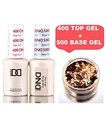 Daisy DND 400 Top Gel & 500 Base Gel DUO SET | All In One Soak off Gel Base & Top Coat KIT with Bonus Glitter | Made in USA | 0.5 Fl Oz (Pack of 2) - Buy Online on GoSupps.com