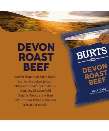Burts Devon Roast Beef Hand Cooked Burts Crisps - 20 x 40 g Multipack Box - Gluten Free Hydrogenated Fat Free Non-GMO - Devon Roast Beef Burts Potato Chips - Buy Online on GoSupps.com
