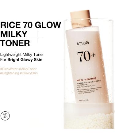 Cosmecca Korea co LTD ANUA Rice 70 Glow Milky Toner For Glass Skin Rice Water Niacinamide Ceramides 250 ml845 FlOz Beige - Buy Online on GoSupps.com