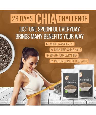 Organic Chia Seeds 200gm - Raw, High Fiber & Protein, Vegan Keto, Gluten Free, Non-GMO - Buy Online on GoSupps.com