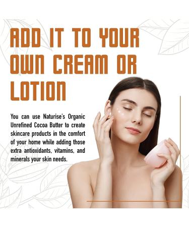 Naturise Raw Organic Cocoa Butter from Peru - 1lb | For Hair, Skin, Lip Balm & Body Butter | No GMOs or Fillers - Buy Online on GoSupps.com