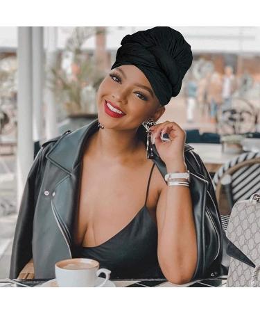 CLSHES Headwraps for Black Women - 4 Piece Stretch Jersey Turban Set in Black White Camel Wine Red - Buy Online on GoSupps.com