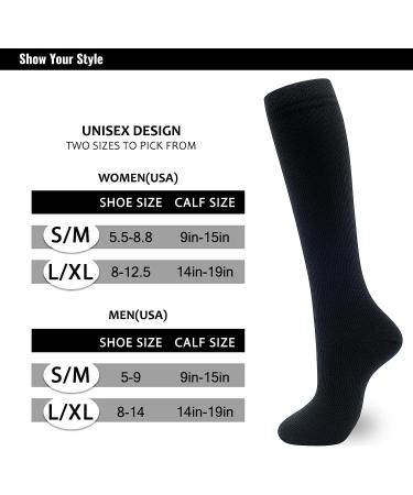 Fun Compression Socks 20-30 mmHg for Women Men - Nurse Pregnancy Travel Flight - Black L/XL (1-3 Pairs) - Buy Online on GoSupps.com