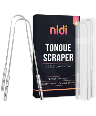 Nidi Tongue Scrapper  Premium Stainless Steel Tongue Cleaner for Your Tongue  Oral Care Tongue Tool for Bad Breath  Easy To Carry  Ideal for Travels, Meetings, Work, or Home Use