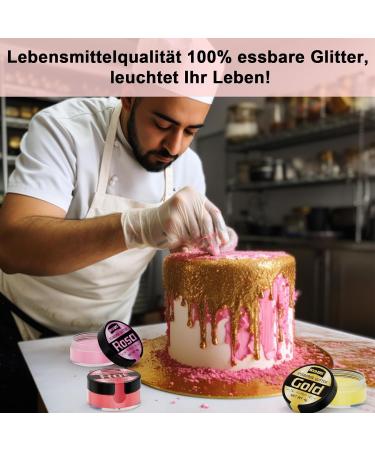 Edible Glitter Set - 3 Colors of Tasteless Glitter Powder for Drinks Desserts & Cocktails | 4G Food Coloring Powder - Buy Online on GoSupps.com