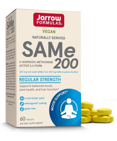 Jarrow Formulas Natural SAM-e (S-Adenosyl-L-Methionine) 200 200 mg 60 Enteric-Coated Tablets
