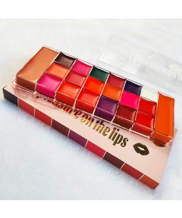Lip Gloss Palette | 20 Shades of Lip Colors - Sweat-Resistant Smudge-Proof Tinted Blush for Evening Wedding Date - Buy Online on GoSupps.com