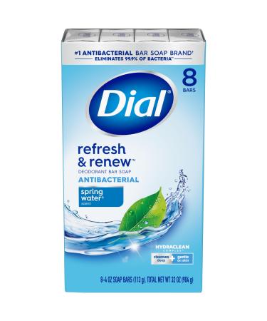Dial Antibacterial Bar Soap Refresh & Renew Spring Water 4 Oz 8 Bars