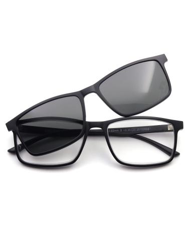 Corpootto Unisex Clip-On Reading Glasses Black-Grey Lenses M