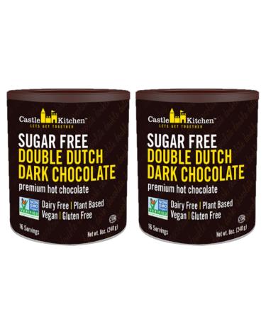 Castle Kitchen Sugar Free Double Dutch Premium Dark Hot Chocolate Mix (2 Pack 16oz Total) - Vegan Dairy Free Plant Based - Keto and Diabetic Friendly - Mix with Milk Substitute - Sweetened with Monkfruit and Good Source of Fiber Sugar Free Double Dutch - 