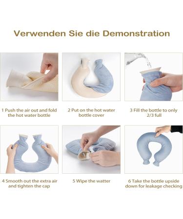 U-Shape 2L Hot Water Bottle - Soft Cover for Neck & Shoulder Pain Relief | Removable Fleece | Premium Gray Heat Bottle - Buy Online on GoSupps.com