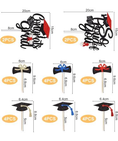 POFIBO 28 Pieces Graduation Cake Toppers Graduation Cake Toppers Cupcake Toppers Graduation Gadget Decorations - Buy Online on GoSupps.com