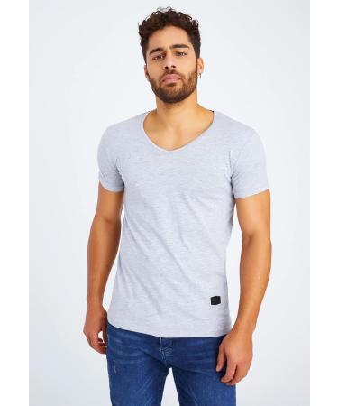 Leif Nelson Men s Summer V-Neck T-Shirt - Slim Fit Cotton Hoodie - Gray Short Sleeve - LN6372 XXL - International Shipping Available - Buy Online on GoSupps.com