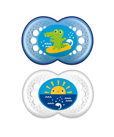 MAM Crystal Silicone Pacifier Blue 6 Months 2-Count