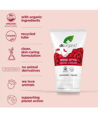 Organic Rose Otto Hand & Nail Cream - 125ml | Moisturizing Regenerating & Vegan | Paraben & SLS-Free Eco-Friendly Unisex - Buy Online on GoSupps.com