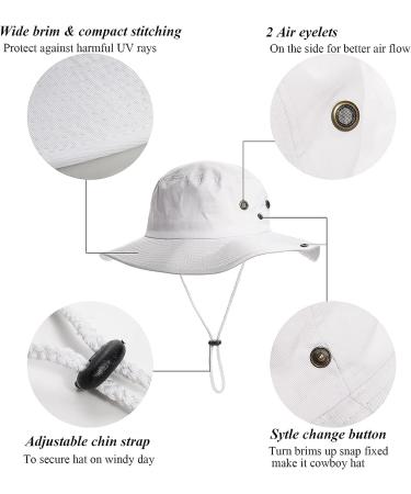 Men's UV Protection Wide Brim Sun Hat XL - White Bucket Fishing Safari Boonie - Buy Online on GoSupps.com