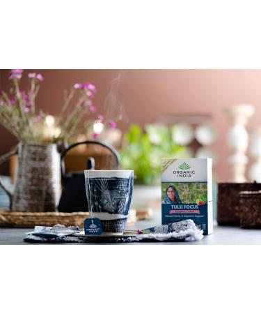 Organic India Tulsi Tea Focus - Raspberry Lemon Infusion Bags (18 Count, 1.27 oz) - Herbal Wellness - Buy Online on GoSupps.com