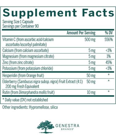Genestra Orti C Vitamin C with Bioflavonoids & Elderberry Extract - 90 Capsules - Buy Online on GoSupps.com