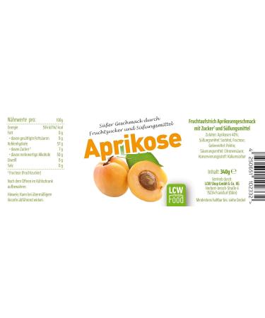 Buy LCW Apricot Fruit Spread with Fructose & Sweeteners - 340g Glass Jar | International Shipping Available - Buy Online on GoSupps.com