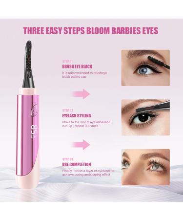 Liseng Portable Electric Eyelash Curler Heated Eyelash Curler Rechargeable Makeup Curling Kit with LED Display 4 Temperature Pink Pink 4 Temperature - Buy Online on GoSupps.com