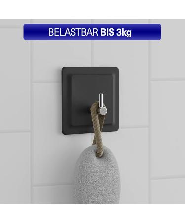 Lobux Self-Adhesive Hooks - Super-Resistant Soft-Touch Silicone Towel Holder for Bathrooms Mirrors & Showers - No Drilling Required (Black) - Buy Online on GoSupps.com