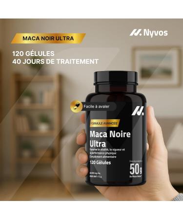 Maca Noire Ultra 50.000 mg Ultra Concentr 100:1 avec Zinc Vitamine B6 & Calcium 120 G lules V ganes pour nergie Nocturne Vitalit Masculine & Testost rone Naturelle Produit Europ en Nyvos - Buy Online on GoSupps.com
