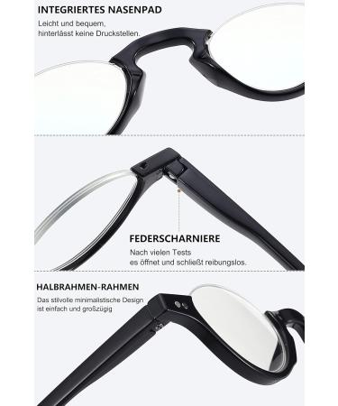 Lanomi Fashion Reading Glasses with Blue Light Filter for Men & Women - Semi-Frame Spring Hinges Small Crescent Design - Buy Online on GoSupps.com