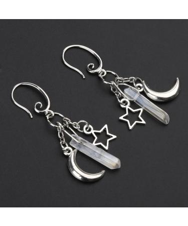 Feyley Earrings | Handmade Raw Crystal Moon & Star Dangle Witch Jewelry | Heavenly Healing Quartz | Unique Women s Gift - Buy Online on GoSupps.com