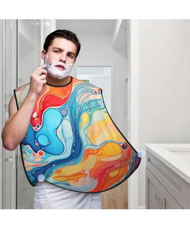 Shop Blue & Orange Abstract Print Beard Bib Apron - Non-Stick Hair Catcher for Men | Perfect Shaving Gifts - One Size Fits All - Buy Online on GoSupps.com