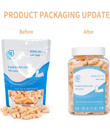 100 Pairs Slim Size Foam Ear Plugs for Small Ear Canals Women - 35dB SNR Noise Canceling Earplugs for Sleeping, Snoring, Work, Studying - Flesh Color Skin - Buy Online on GoSupps.com