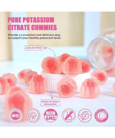 Potassium Gummies Supplement Men Women - High Potassium Citrate Gummies Sugar Free for Adults Kids Support Leg Cramps Electrolyte Balance Vegan Non-GMO Organic Strawberry Flavor 60 Counts 60 Count (Pack of 1) - Buy Online on GoSupps.com