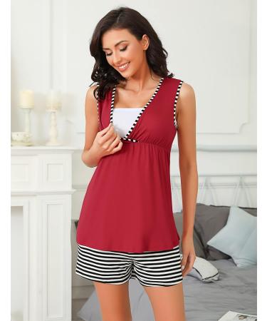 Uniexcosm Women's Maternity Pyjamas Set - Nursing Nightwear for Breastfeeding - Summer Loungewear - S Wine Red - Buy Online on GoSupps.com