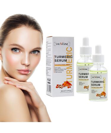 BROEYOUE 2 pieces Turmeric Dark Spot Corrector Serum Turmeric Repair Face Serum All Natural Skin Brightening Serum luminous serum for pimples and dark spots for all skin types