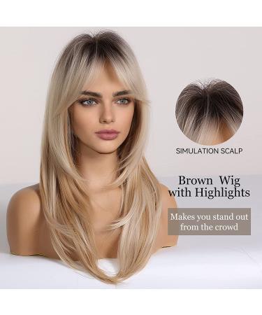 BLONDE UNICORN Long Ombre Blonde Synthetic Hair Wig for Women - Layered, Middle Part, Natural Look - Buy Online on GoSupps.com