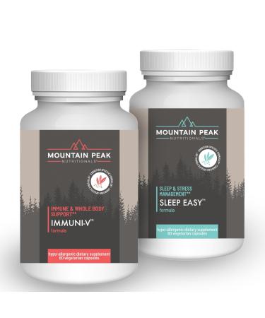 Mountain Peak Nutritionals Immuni-V & Sleep Easy Combo Pack - Herbal Supplement Duo with Antioxidants & Melatonin - Immune Support & Relaxation Formula - 60 Vegetarian Capsules Each