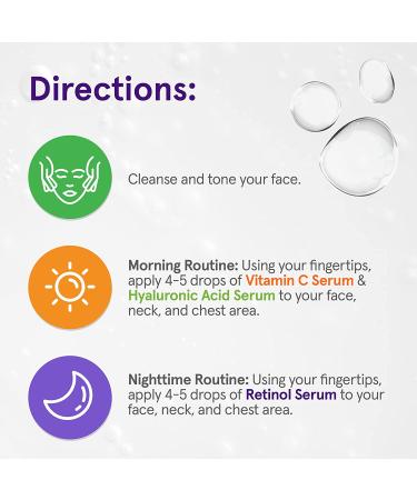 goPure Actives Facial Serum Trio Set - Hydrating & Smoothing Skin Care with Hyaluronic Acid, Retinol, and Vitamin C - Youthful, Firm, and Brightening Serum - 3 x 1fl.oz - Buy Online on GoSupps.com
