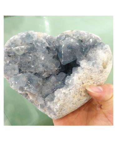 Natural Celestite Crystal Quartz Minerals Rough Stone Unpolished Lapis Lazuli Heart Ornament Blue Calcite Decorations Decoration (Size : 1.5-1.7kg)