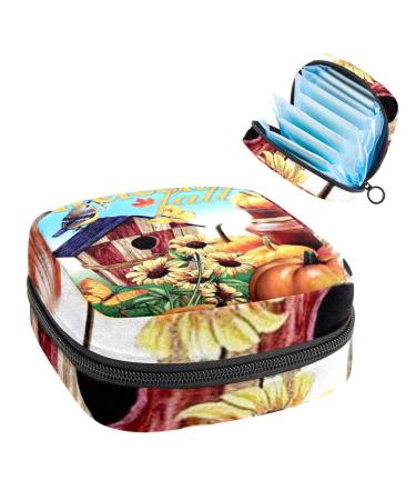 GIAPB Period Bag Sanitary Napkin Storage Bag Period Pouch Travel Makeup Bag Welcome Fall Pumpkin Color4020