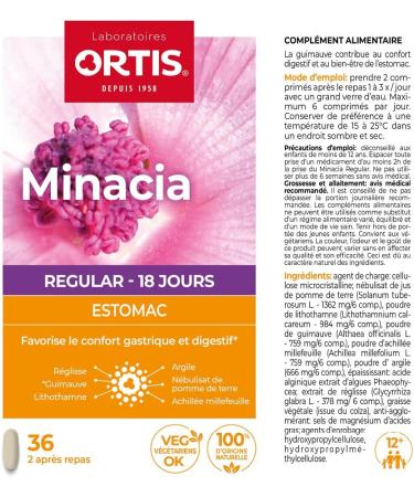 Ortis - Minacia Regular 36 Tablets - Food Supplement to Soothe the Stomach - Gastric and Digestive Comfort - 100% N - Buy Online on GoSupps.com