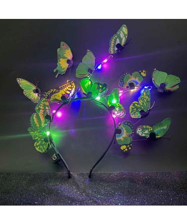 Clataly LED Butterfly Headband Luminous Butterfly Wreath Wedding Party Hairband Photography Props Hair Hoop Hair Accessories for Women Girls (Green) - Buy Online on GoSupps.com