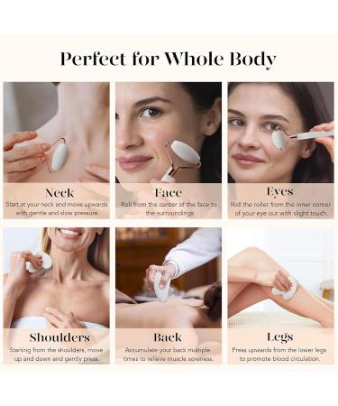 Natural Jade Gua Sha Tool Set | Face Roller & Gua Sha for Puffiness & Redness | Ideal Self Care Gift for Men & Women - Buy Online on GoSupps.com