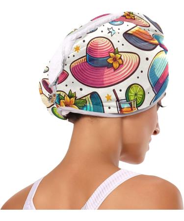 Summer Hats Juice Hair Towel 2 Pack - Super Absorbent Quick Dry Hair Turbans for Women & Girls - Ultimate Hair Drying Solution - Buy Online on GoSupps.com