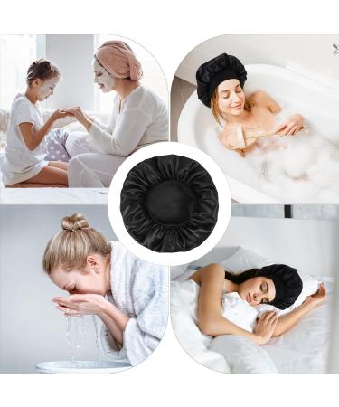 2 Pcs Satin Bonnet Sleep Cap Silk Day and Night Sleep Caps Night Bonnet Sleeping Head Cover Satin Hair Bonnet Elastic Band Chemo Cap for Curly Hair Women Black Natural Braids - Buy Online on GoSupps.com