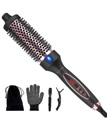 Betahouse Thermal Brush Curling Iron Brush for Blowout Look Heated Round Brush Hair Straightening Curling Styling 9 Heat Temps Hot Ionic Hair Curler 1.5 Inch Dual Voltage for Traveling Black