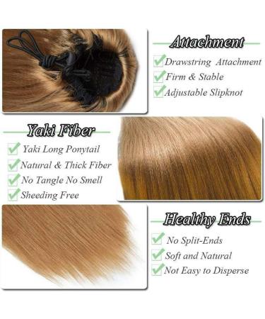 S-noilite Long Ponytail Extension with drawstring clip in ponytail extensions Synthetic hair extensions hairpieces for Women 22 inch Sandy Blonde - Buy Online on GoSupps.com