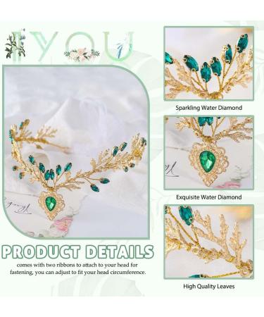 IYOU Rhinestone Fairy Headband Crown Gold Leaf Elf Headpiece Crystal Woodland Enchanted Hairband Tiara Queen Costume Party Hair Accessories for Women - Buy Online on GoSupps.com