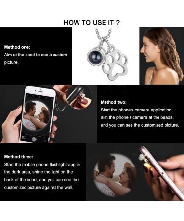 lorajewel Photo Necklaces Personalised Necklaces For Women Projection Necklace Pet Dog or Cat Paw Print Pendant Memorial Necklaces Christmas Birthday Gift For Girl Lover Silver - Buy Online on GoSupps.com