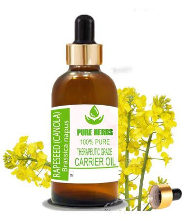 Pure Herbs Rapeseed Oil (Canola) (Brassica oleifera syn B. campestris) pure and natural carrier oil with dropper (100 ml)